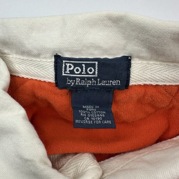 Polo Ralph Lauren Orange Blue Polo 1/4 Button Collared Patch Sweatshirt S/C39.25 - Picture 5 of 11